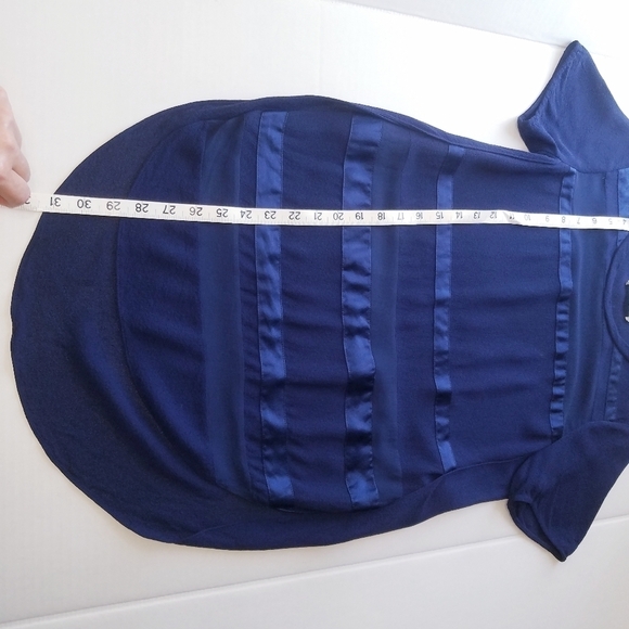 🌸 3.1 Phillip Lim | Silk Navy‎ Stripe Curved Hem Top, Medium - Picture 6 of 8